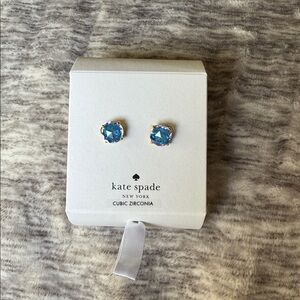 Kate Spade Blue Cubic Zirconia gold stud pierced earrings